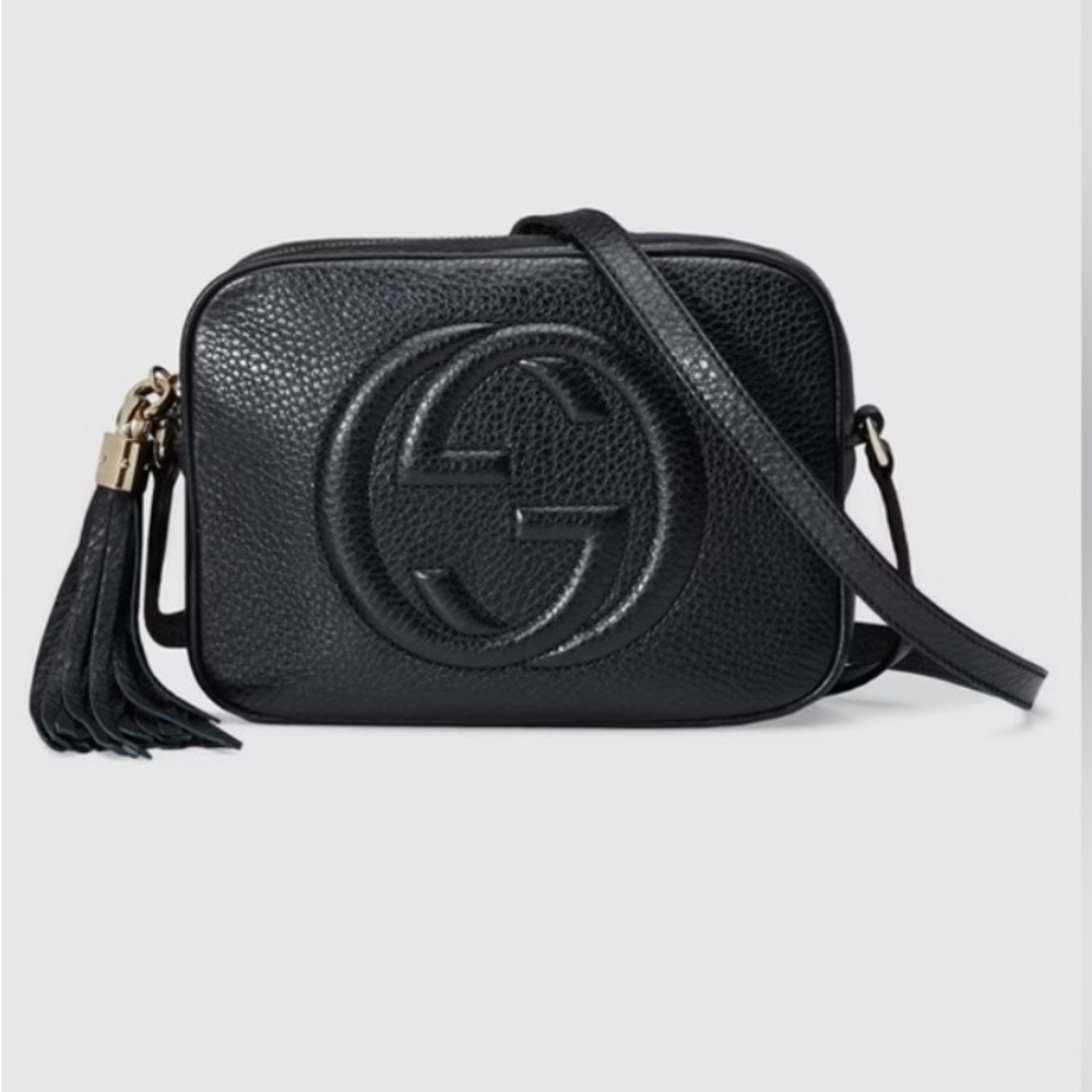 GUCCI Pebbled Calfskin Small Soho Disco Bag Black
